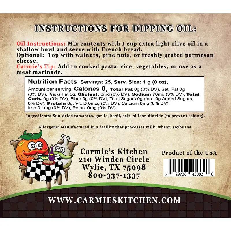 Carmie’s Kitchen - Sundried Tomato Dip Mix