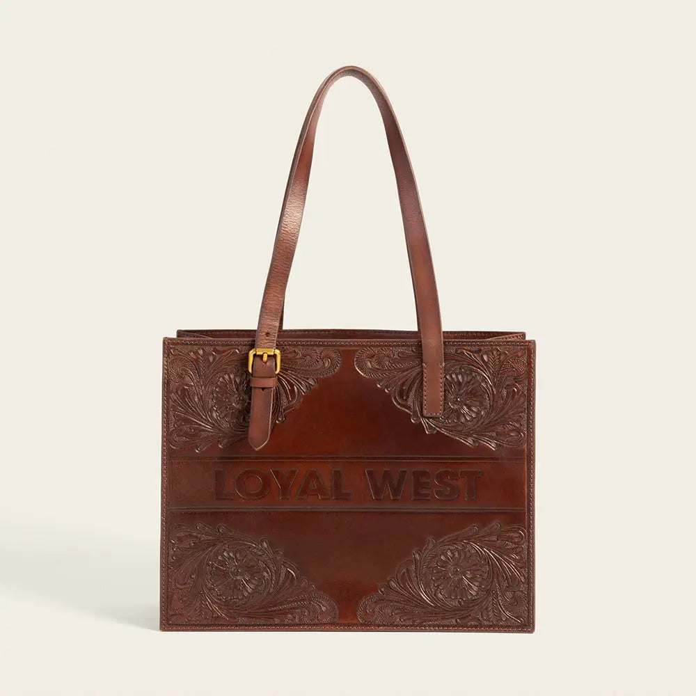 Loyal West - MIVVA Medium Bag - Dark Brown Hand-tooled Leather
