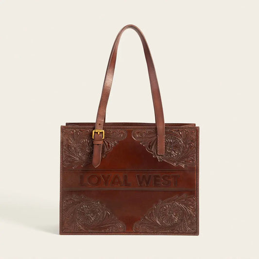 Loyal West - MIVVA Medium Bag - Dark Brown Hand-tooled Leather