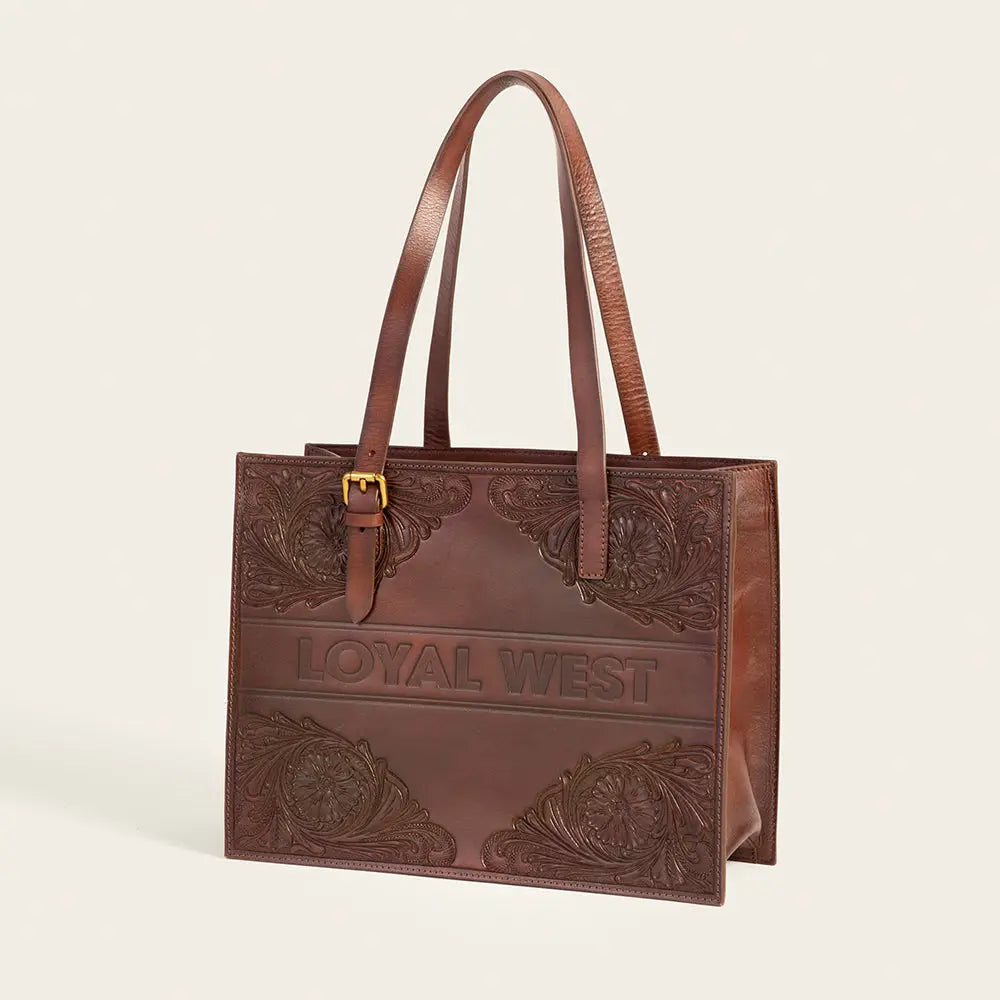 Loyal West - MIVVA Medium Bag - Dark Brown Hand-tooled Leather